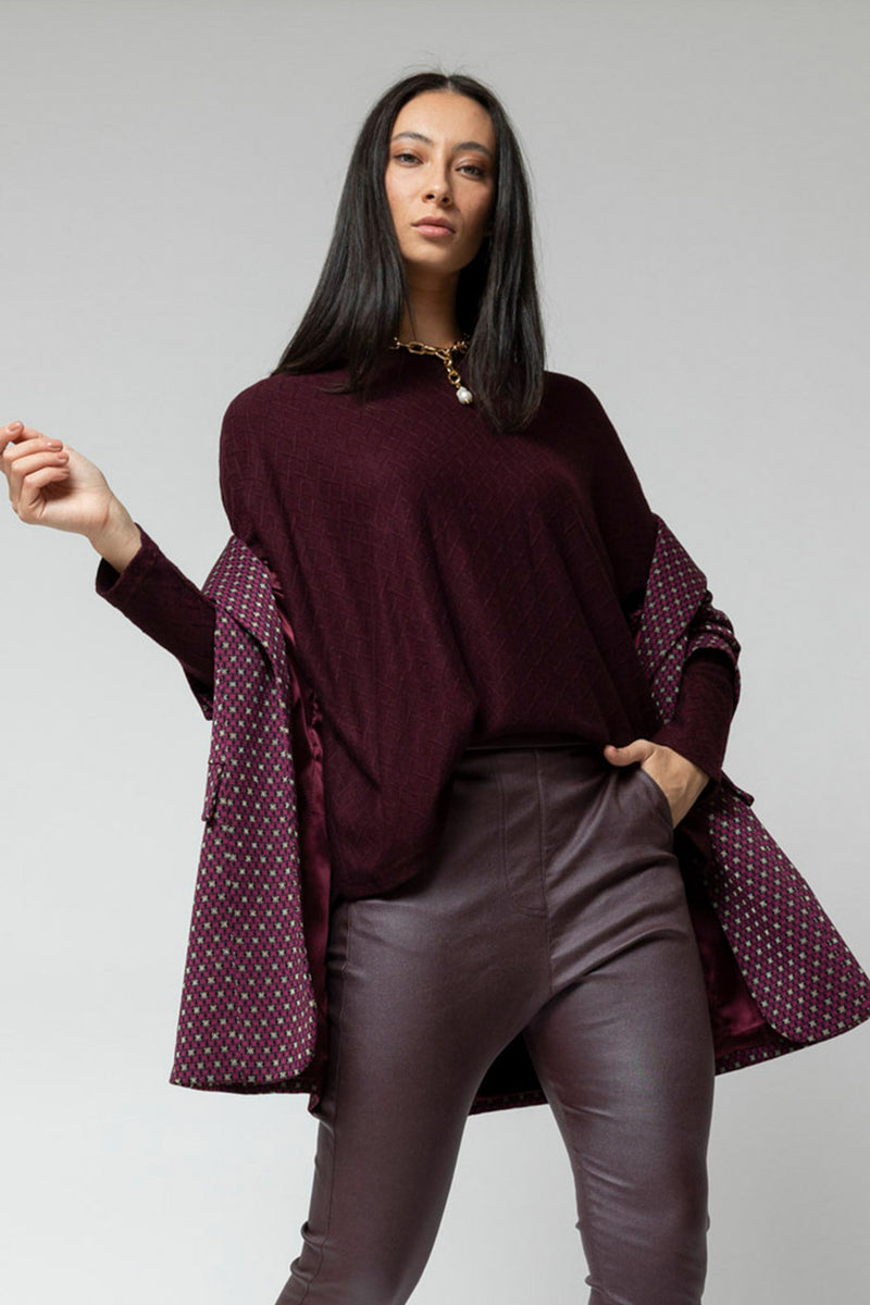 Plum Diamond Crew Neck Jumper