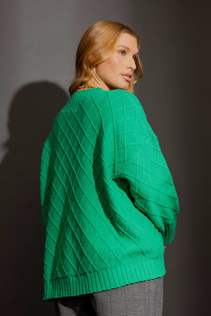 Jade Diamond V Neck Jumper Jade S/M