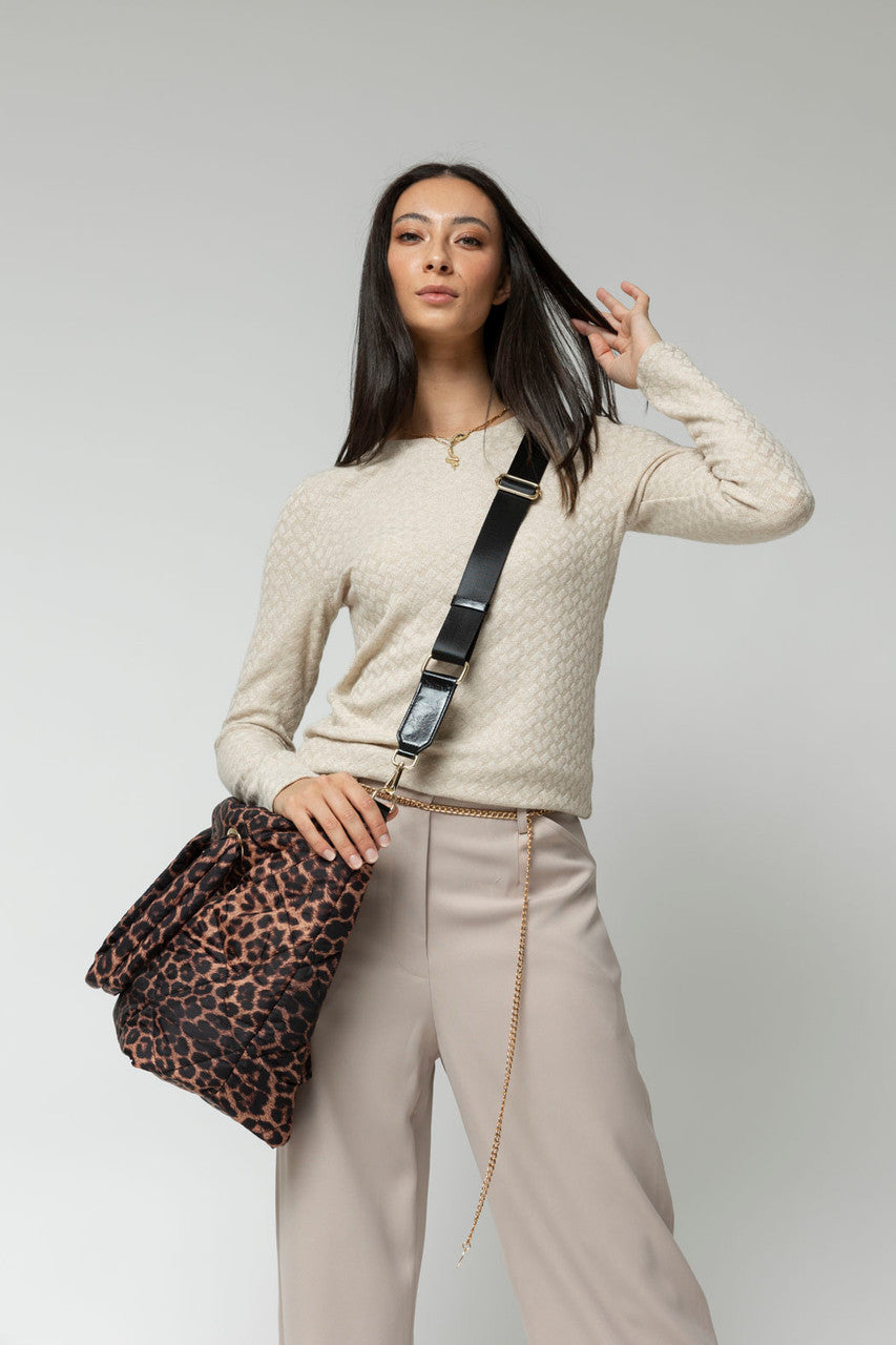 Brown Animal Quilted Tote Bag - FINAL SALE