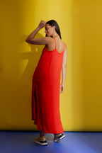 Red Strappy Pocket Dress