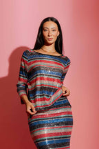 Stripe Sequin Raglan Top