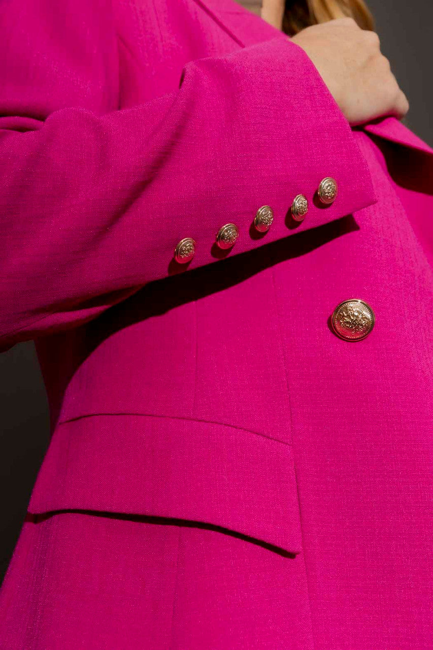 Pink Textured Midi Sisca Blazer