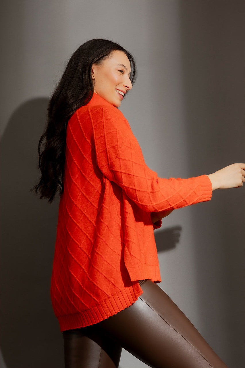 Orange Diamond Cowl Neck Jumper Orange S/M