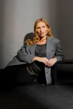 Grey Check Lurex Oversized Blazer Grey Check