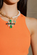 Orange Rib Crew Cami