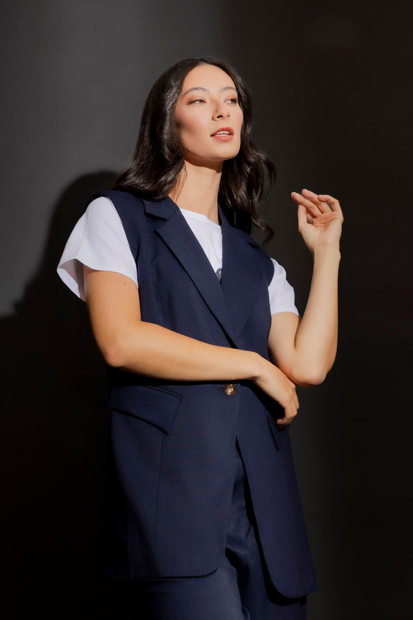 Navy Sorrento Single Breasted Vest