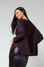 Plum Lurex Crew Neck Jumper