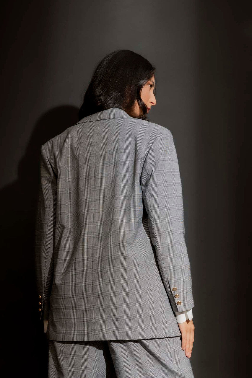 Grey Check Oversized Blazer Grey Check