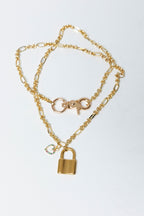 Gold Plated Chain Padlock Necklace S