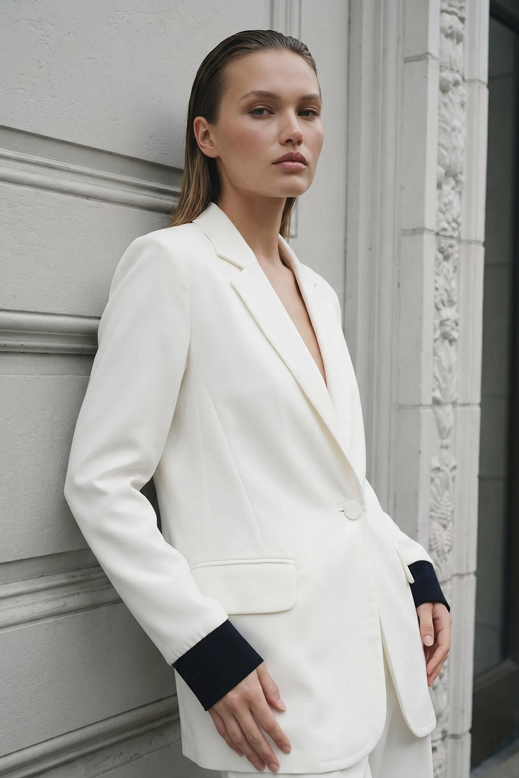 Ivory Euro Action Back Blazer