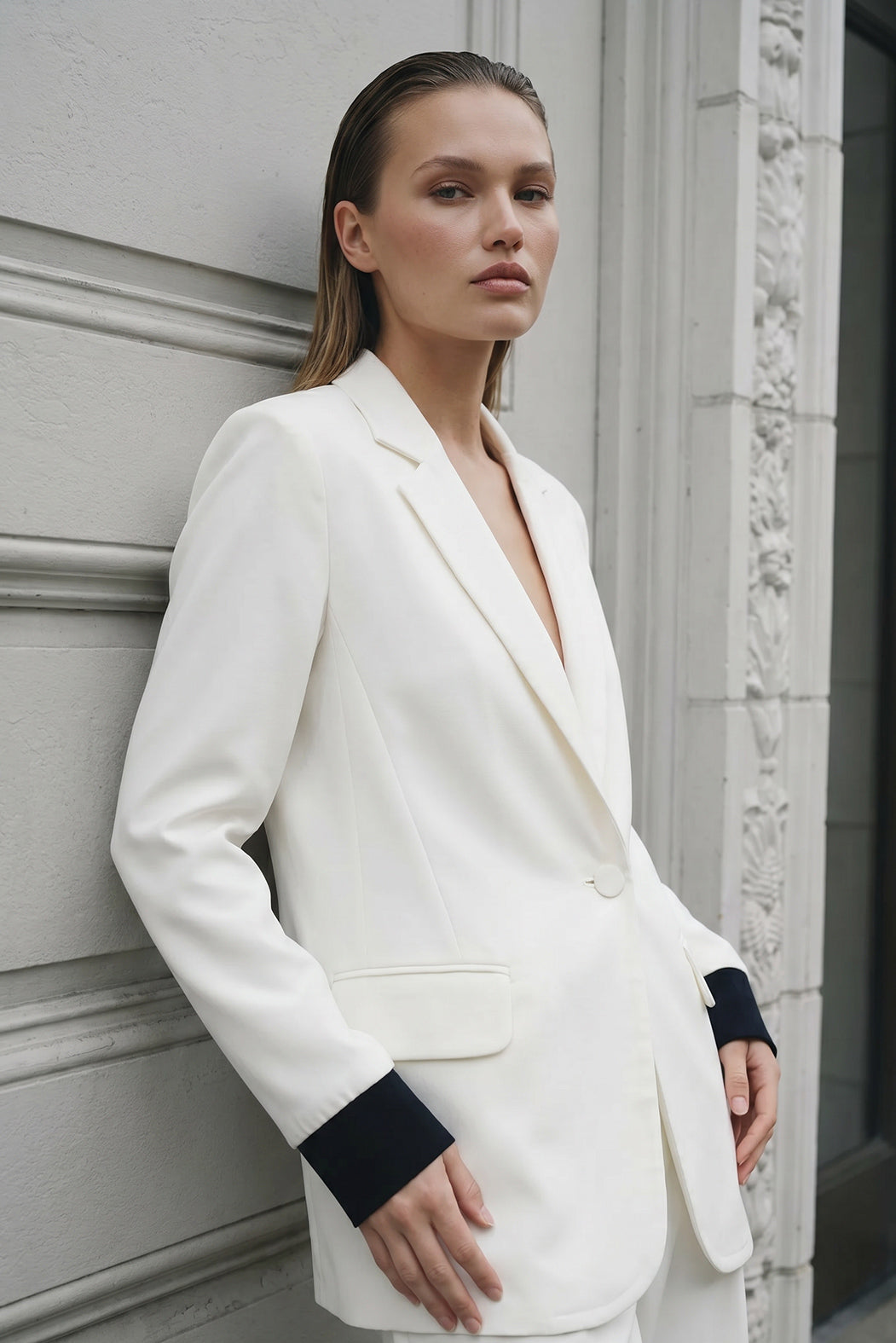 Ivory Euro Action Back Blazer