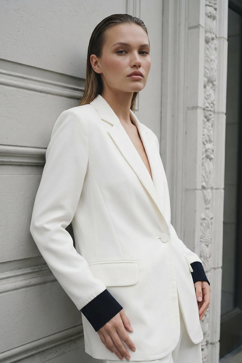 Ivory Euro Action Back Blazer