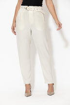 Ivory Lustra Paperbag Pant