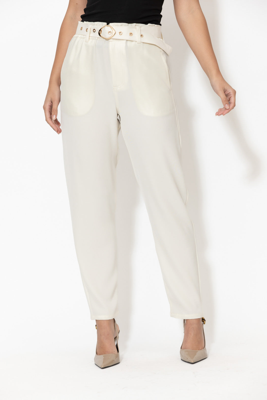 Ivory Lustra Paperbag Pant