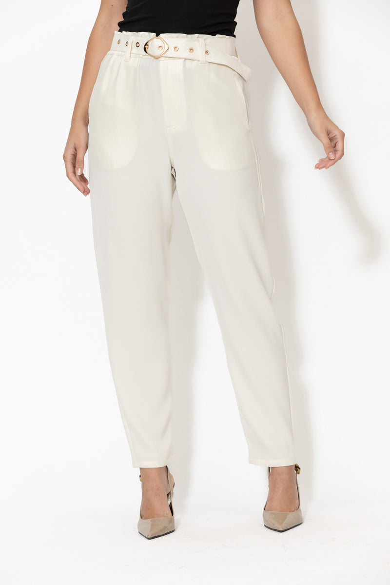 Ivory Lustra Paperbag Pant