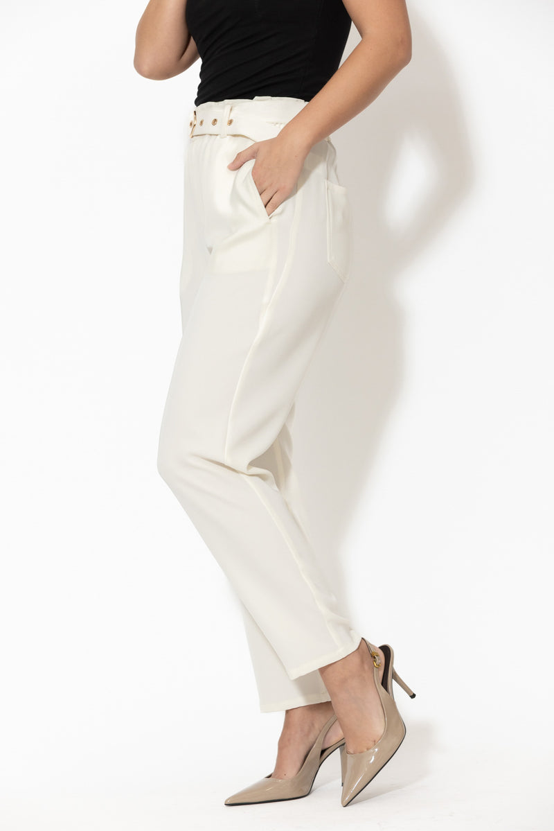 Ivory Lustra Paperbag Pant