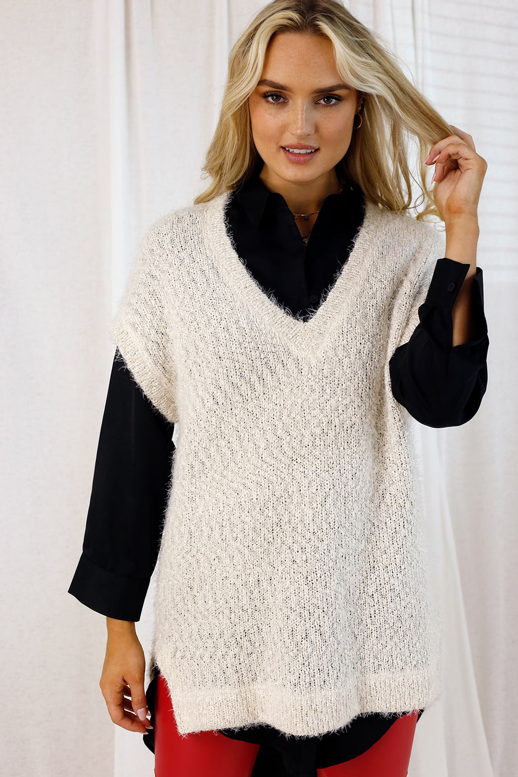 Ivory Fluffy Vest - FINAL SALE