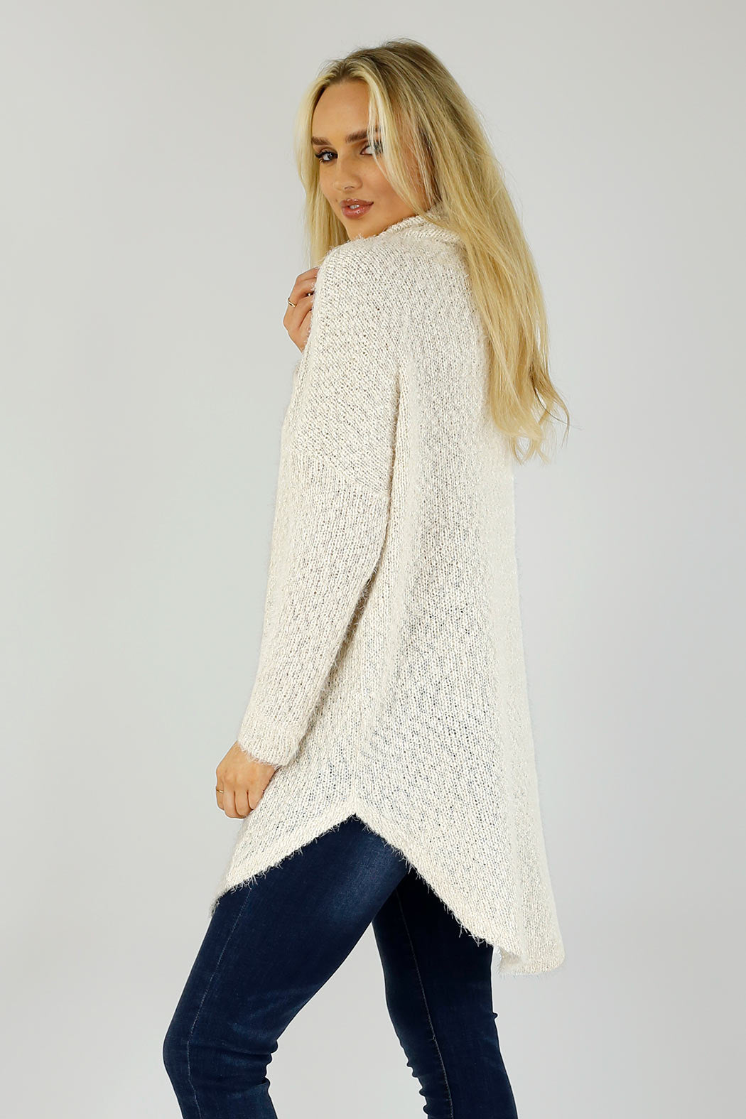 Ivory Fluffy Turtle Jumper - SALE