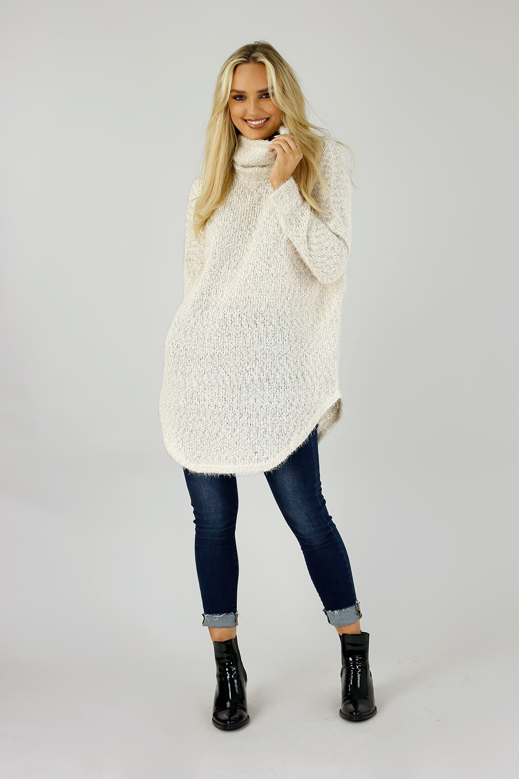 Ivory Fluffy Turtle Jumper - SALE