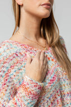 White Speckle Fluffy V Neck Jumper- Sale