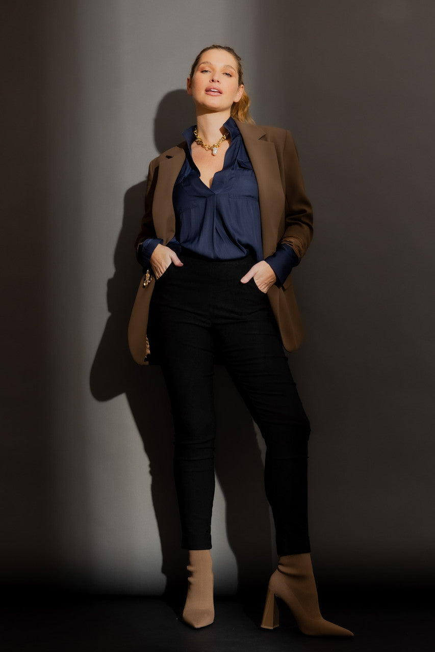 Black Bengaline Cuffed Jogger