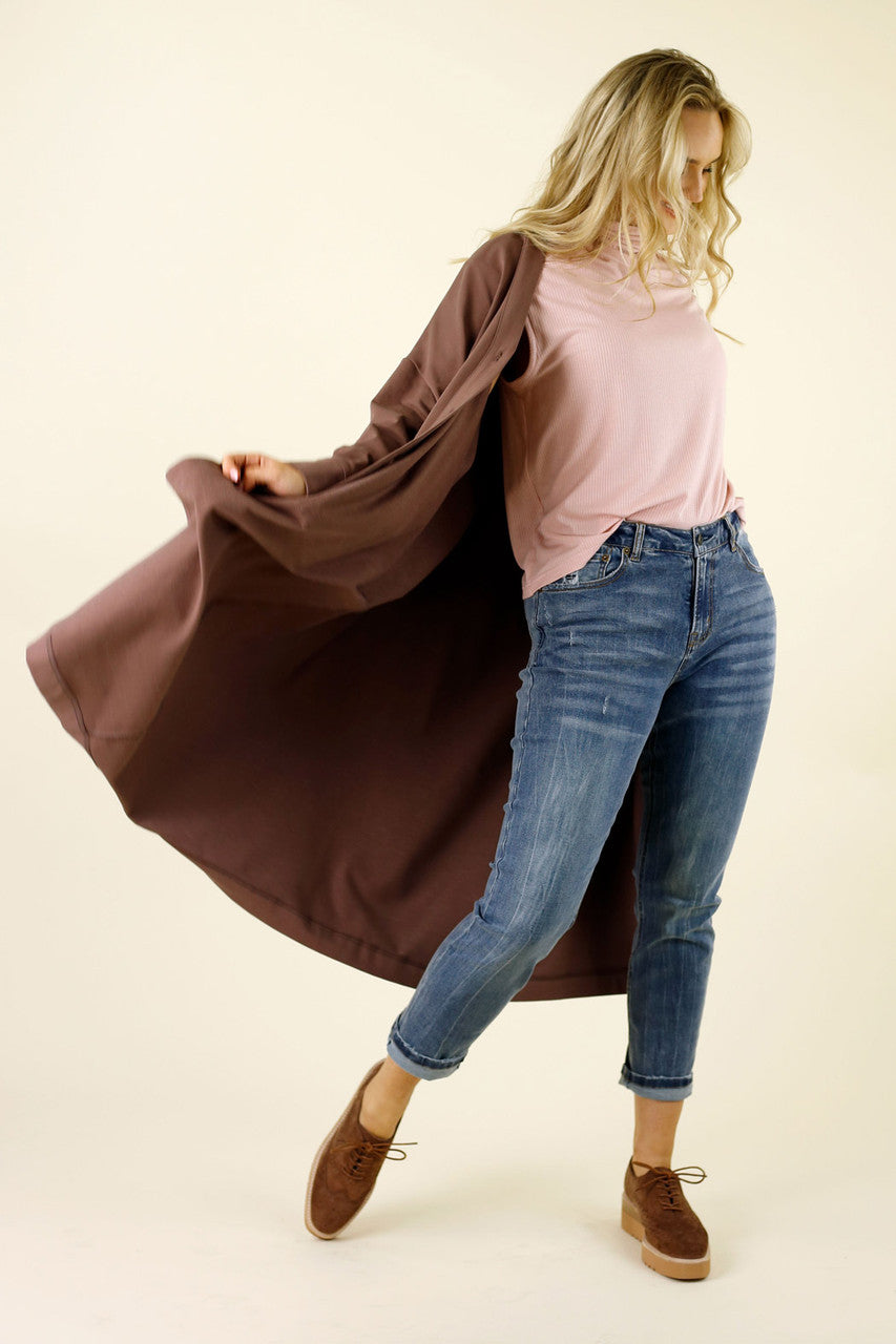 Dusty Mauve Cotton Maxi Cardigan - SALE