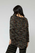 Black Speckle Fluffy V Neck Jumper