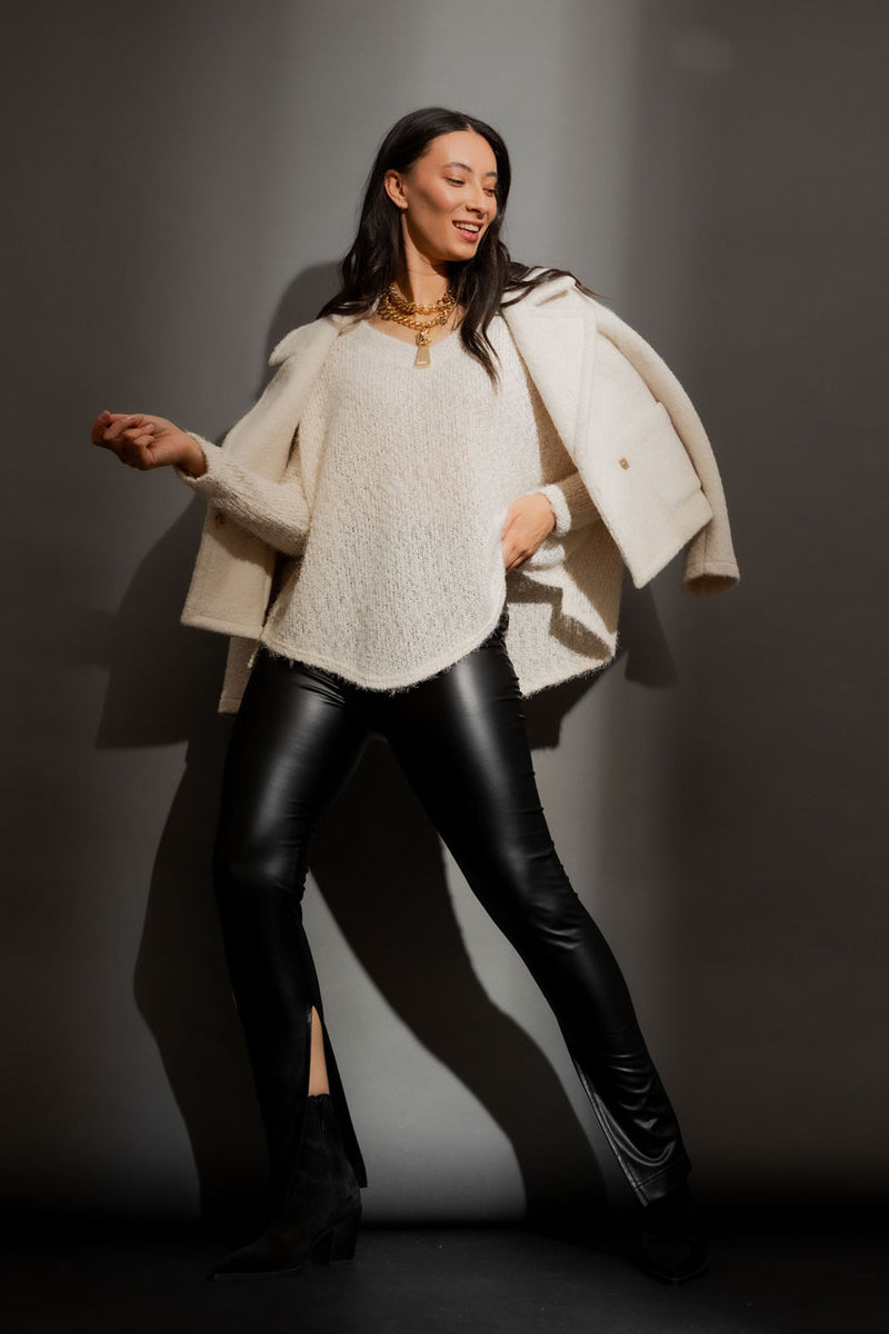 Ivory Lurex Crop Astra Coat