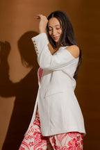 White Cutout Shoulder Blazer