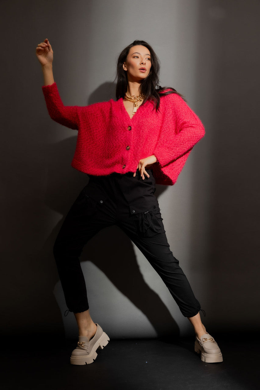 Raspberry Fluffy Wonder Cardigan