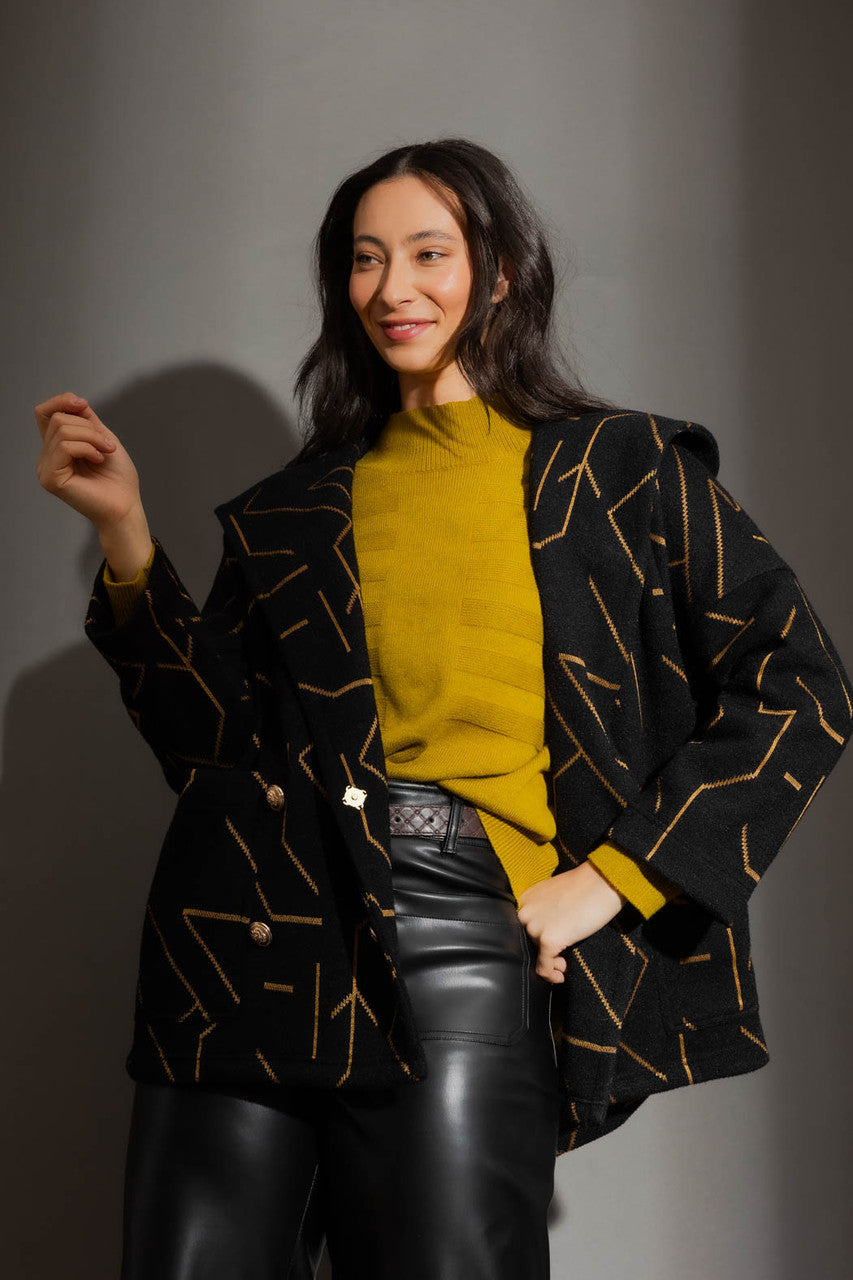 Black/Gold Hooded Coat