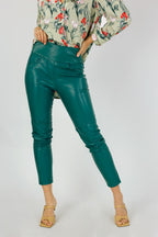 Teal Vegan Leather Biker Pants - SALE