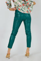 Teal Vegan Leather Biker Pants - SALE
