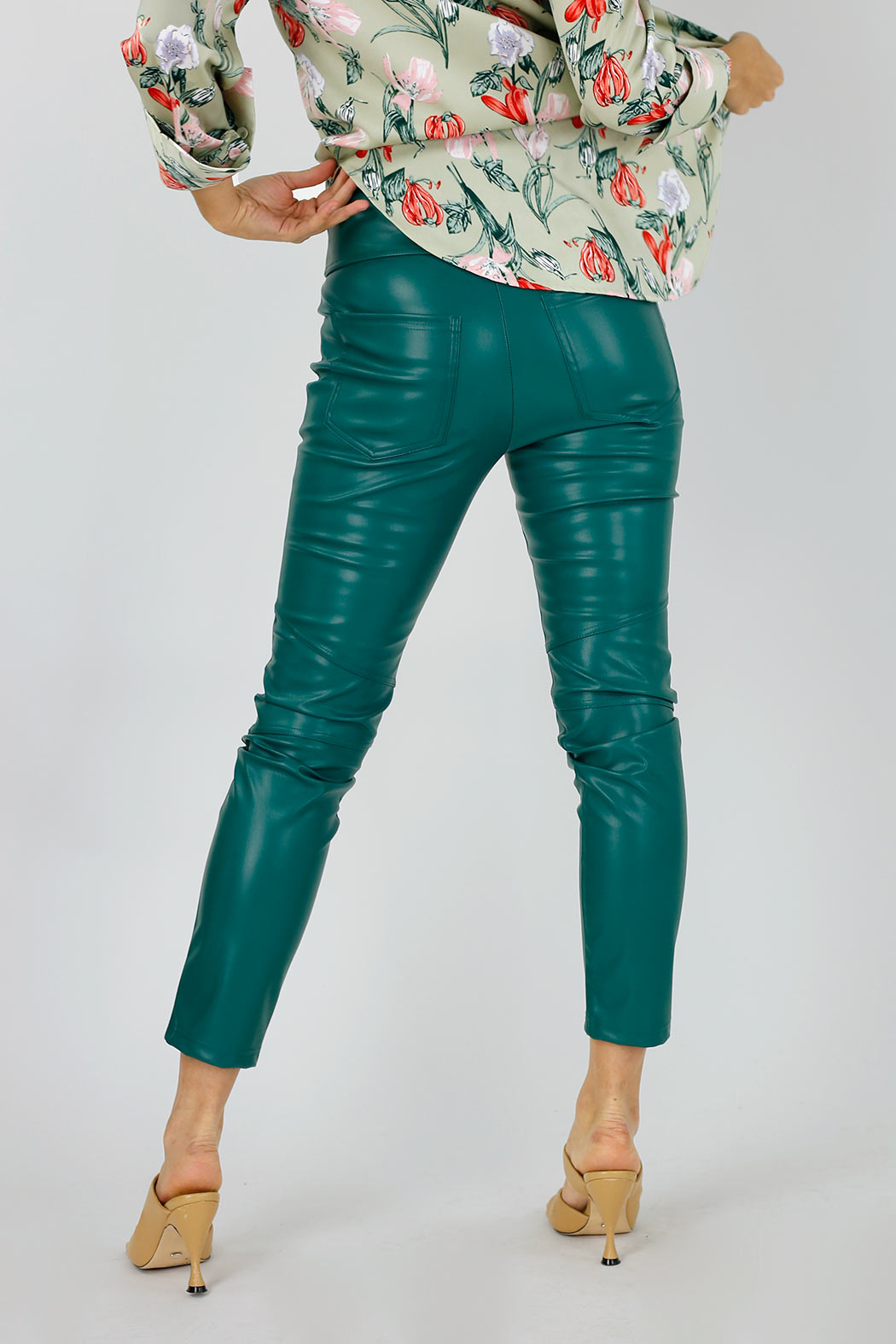 Teal Vegan Leather Biker Pants - SALE