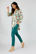 Teal Vegan Leather Biker Pants - SALE