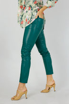 Teal Vegan Leather Biker Pants - SALE