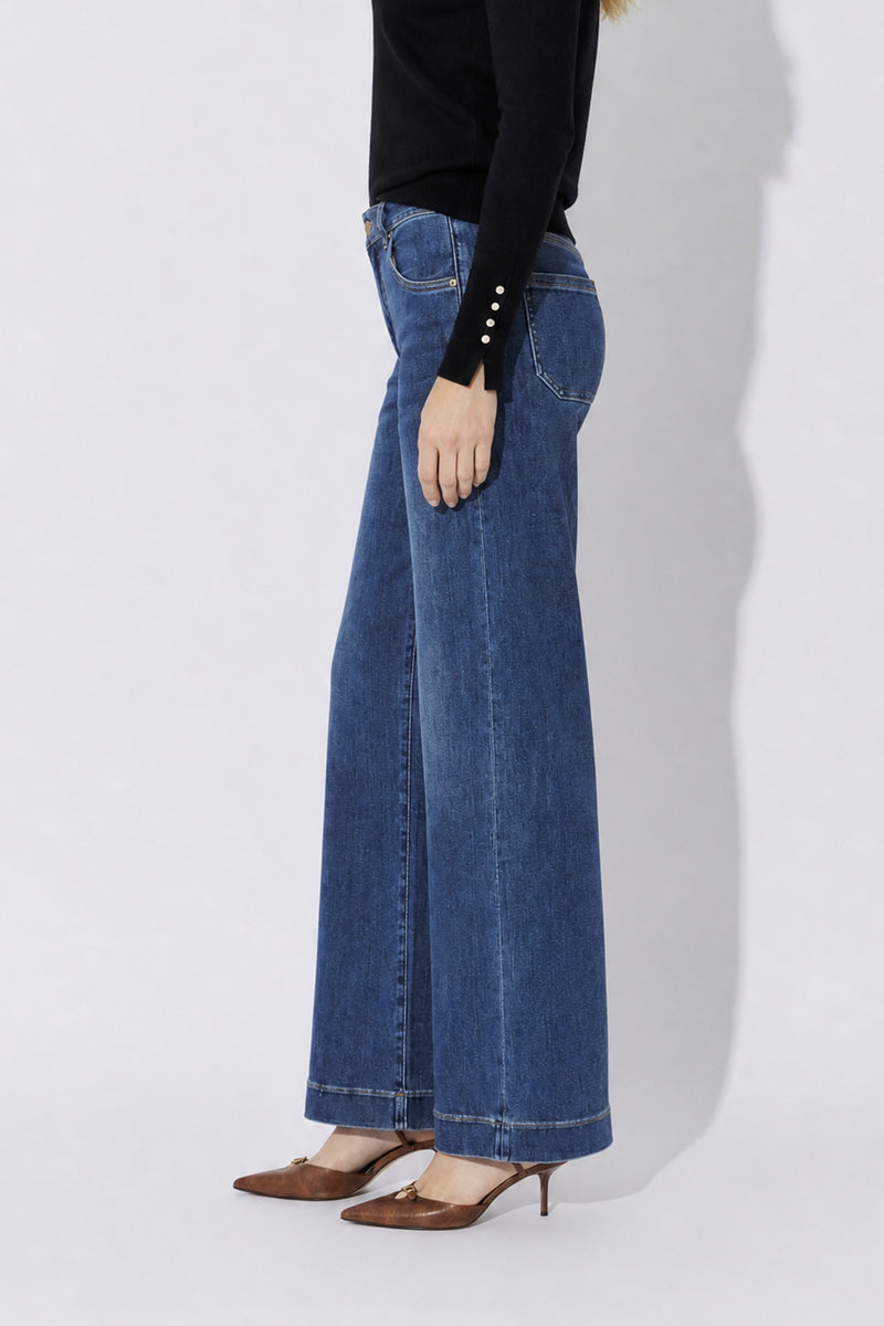 Mid Denim Wide Leg Jean