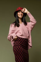 Dusty Pink Diamond V Neck Jumper