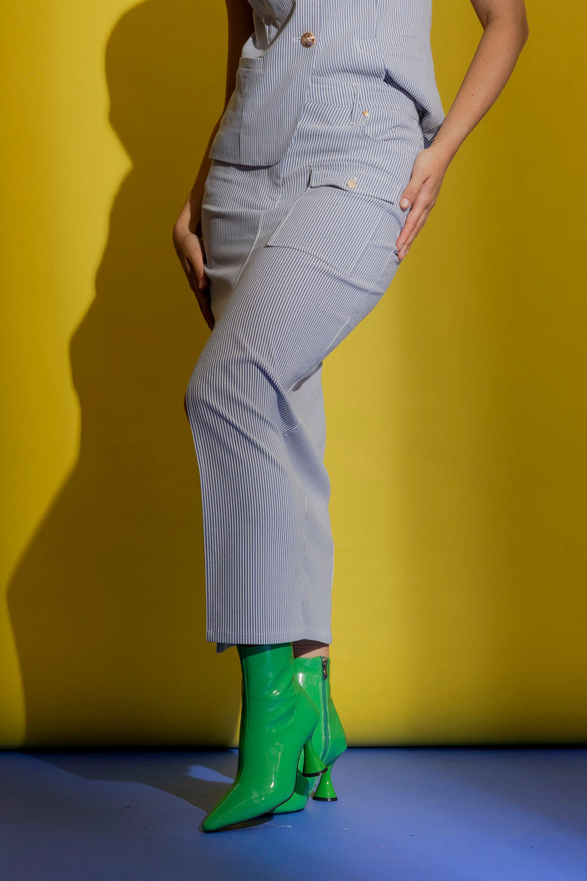 Blue Stripe Cargo Skirt Blue Stripe