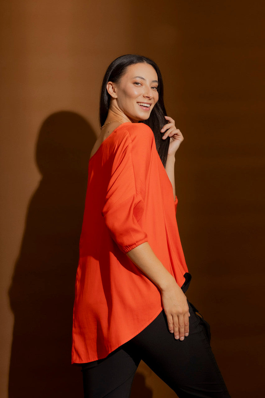Orange Silky Hi-Lo Top
