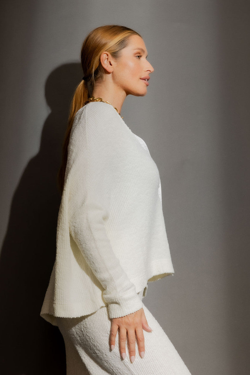 White Luxe Rib Cut Out Cardi