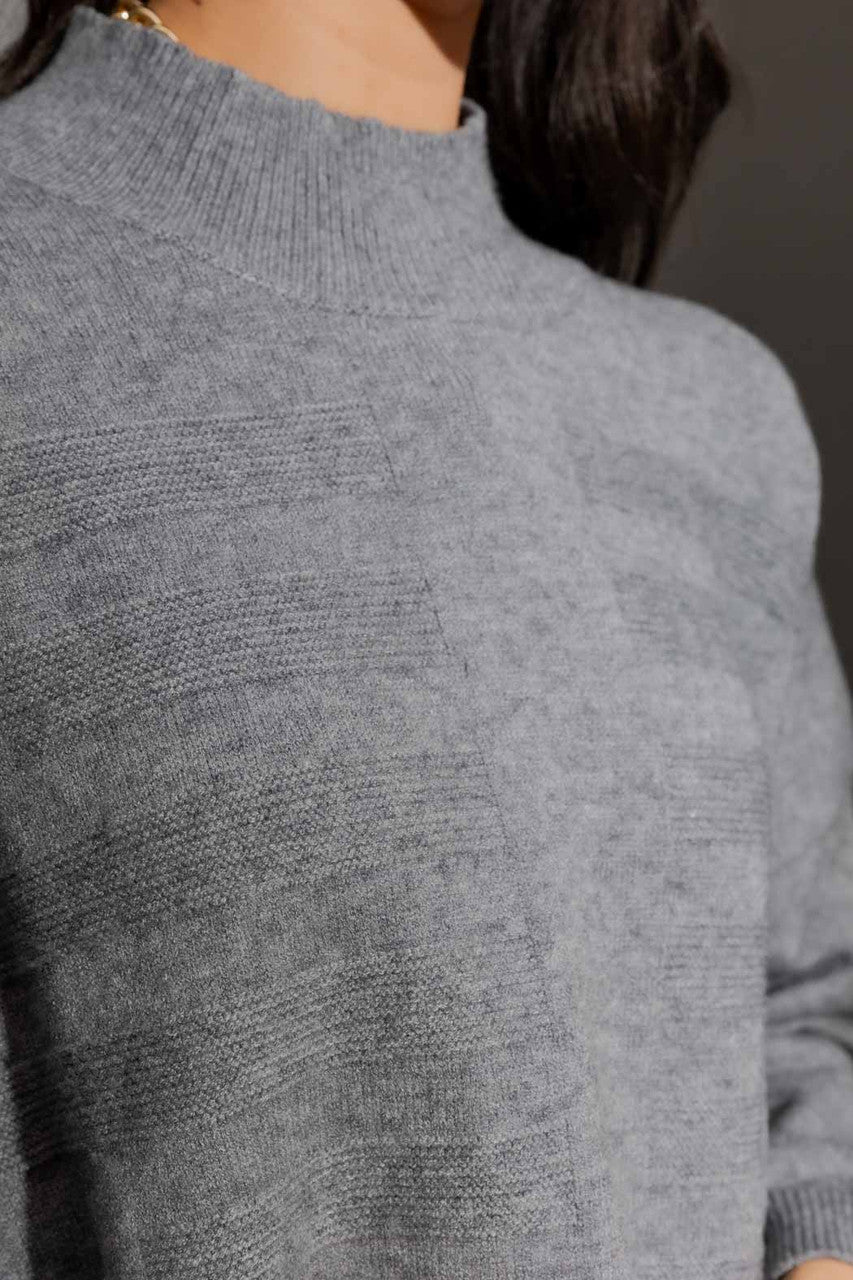 Grey Mock Neck Drop Shoulder Grey S