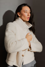 Ivory Lurex Crop Astra Coat