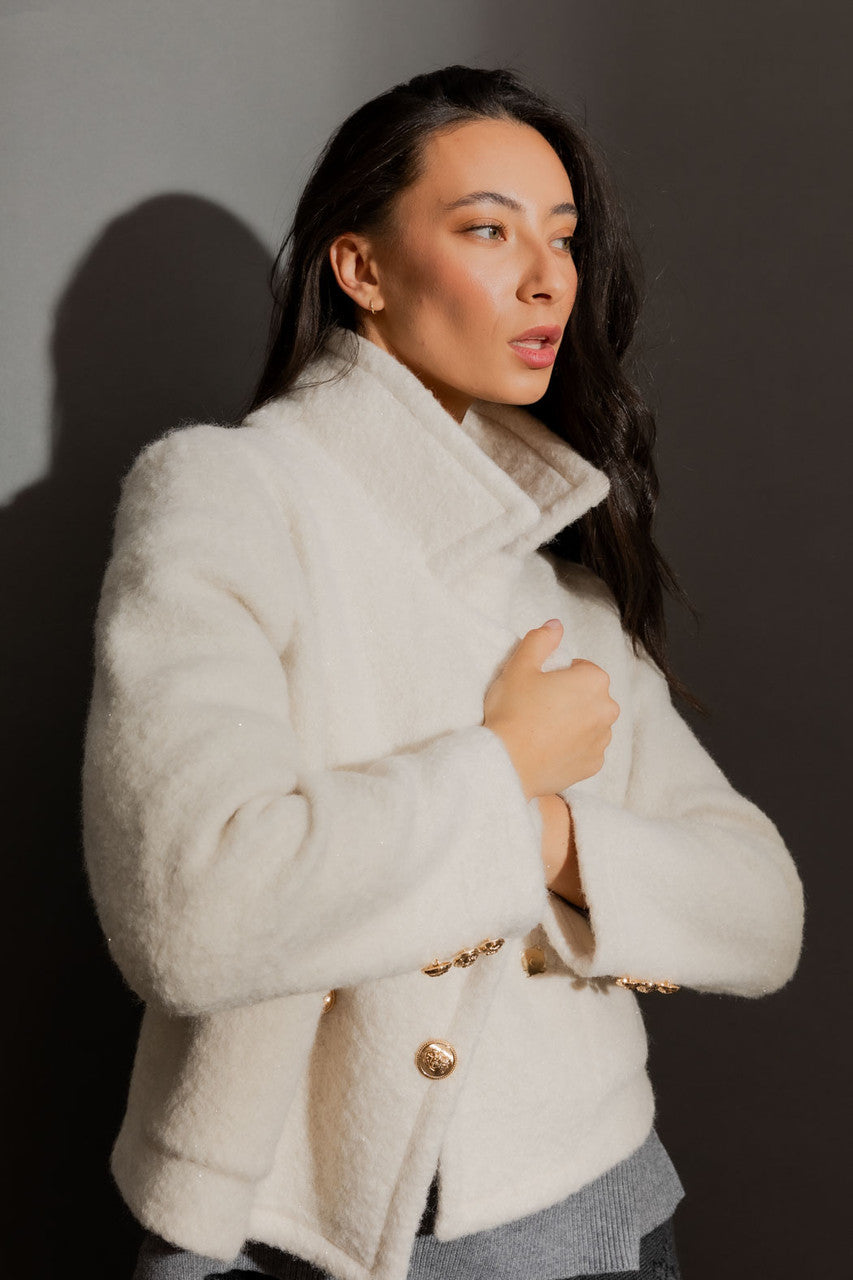 Ivory Lurex Crop Astra Coat