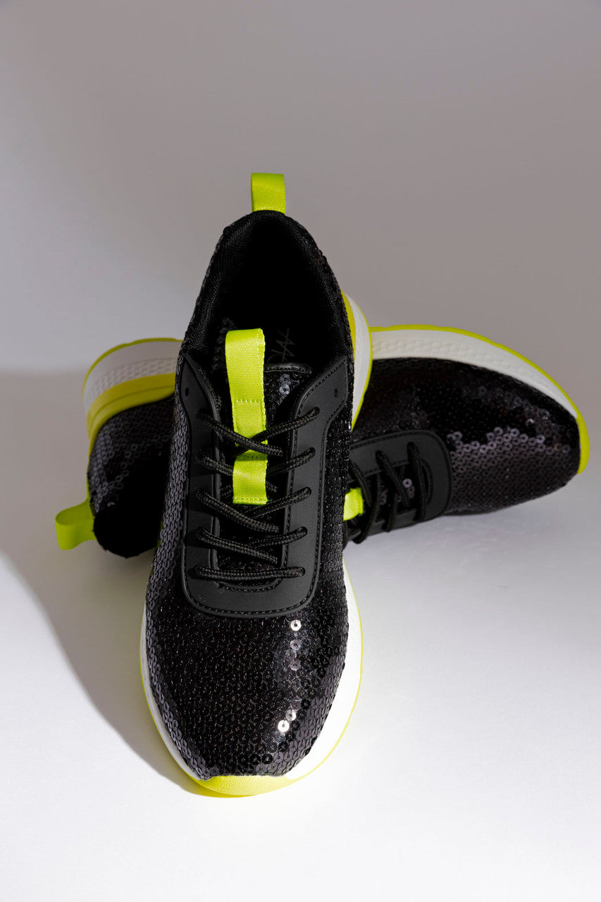 Neon/Black Sequin Sneaker