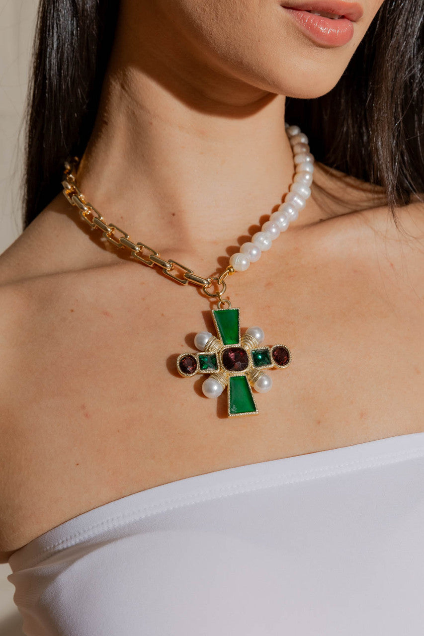 Gold Emerald Star Cross