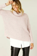 Pink Fluffy Turtle Neck Jumper - SALE