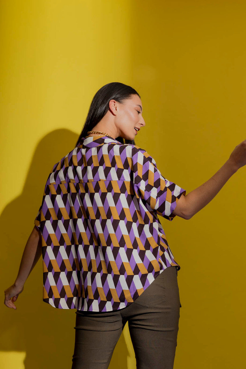 Lilac/Gold Crop Blake Shirt