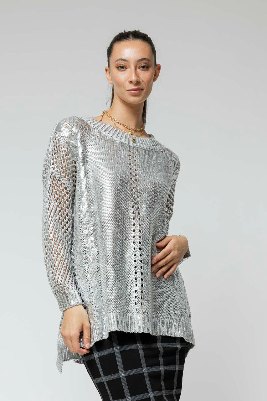 Silver Crochet Foil Knit