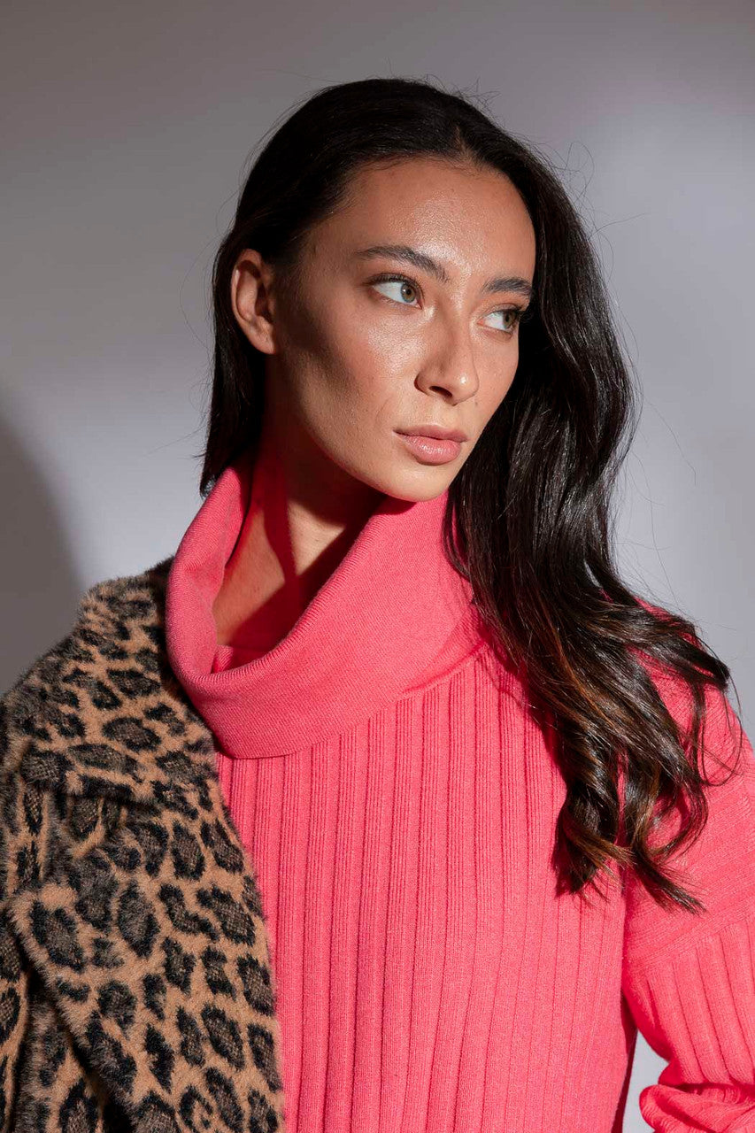 Coral Cowl Neck Jumper